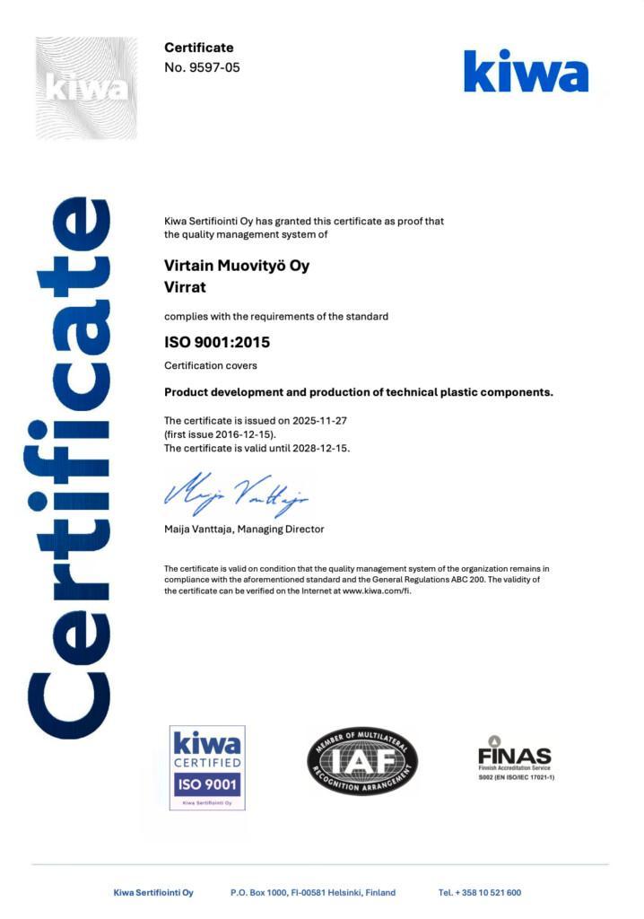 ISO9001 sertifikaatti